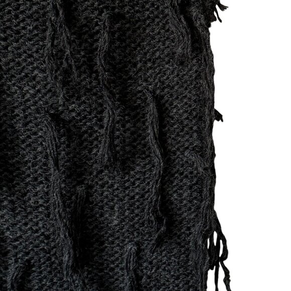 Mystree Wool Blend Fringed Gray Sweater Vest Distressed Whimsy Goth Edgy Alt Md - Picture 6 of 10